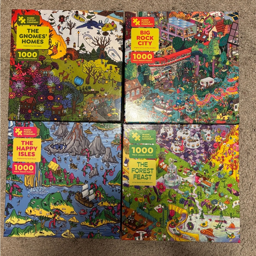 Magic Puzzle Company 1000 Piece Jigsaw Puzzle Set of 4